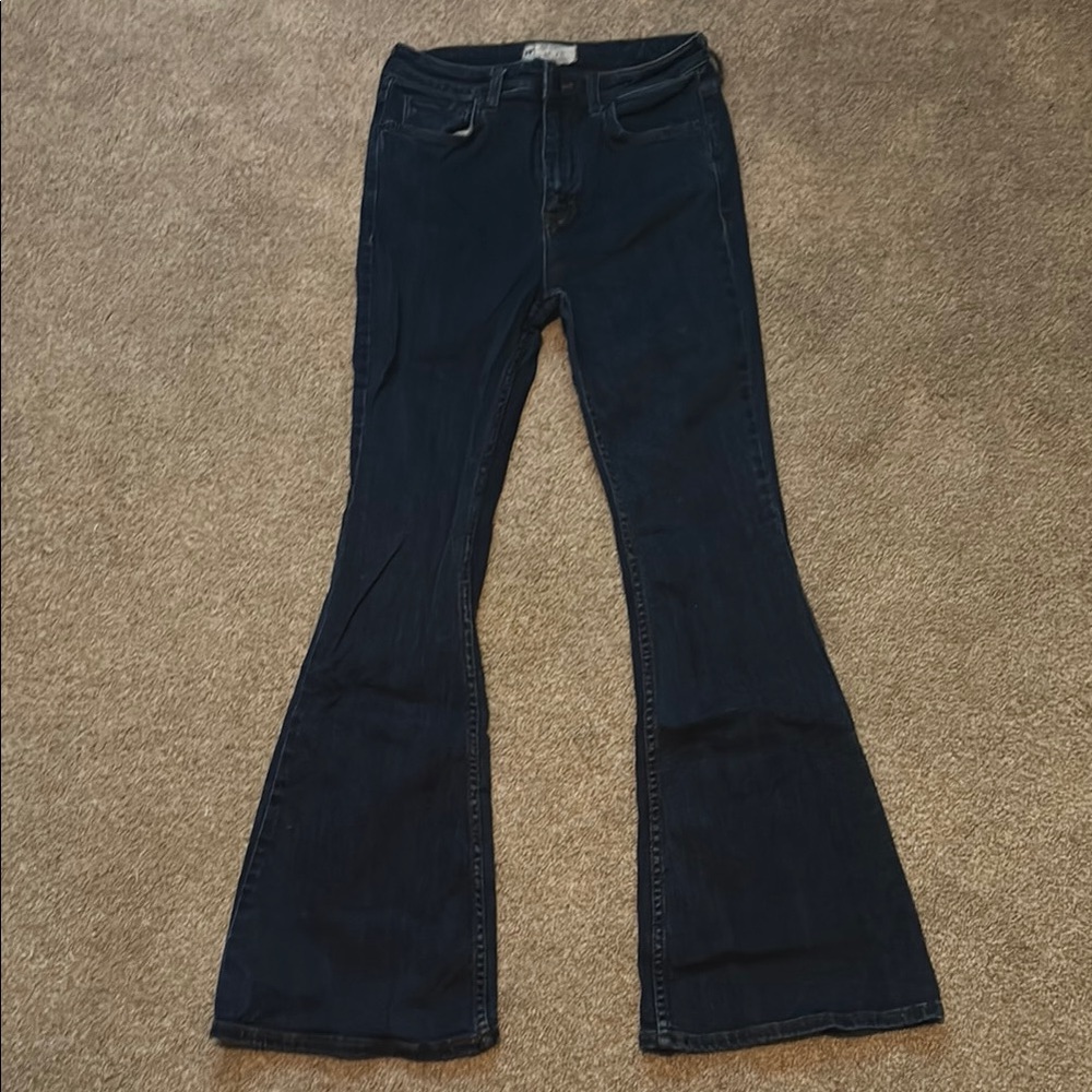 Free People Black Flare Wide Leg Jeans